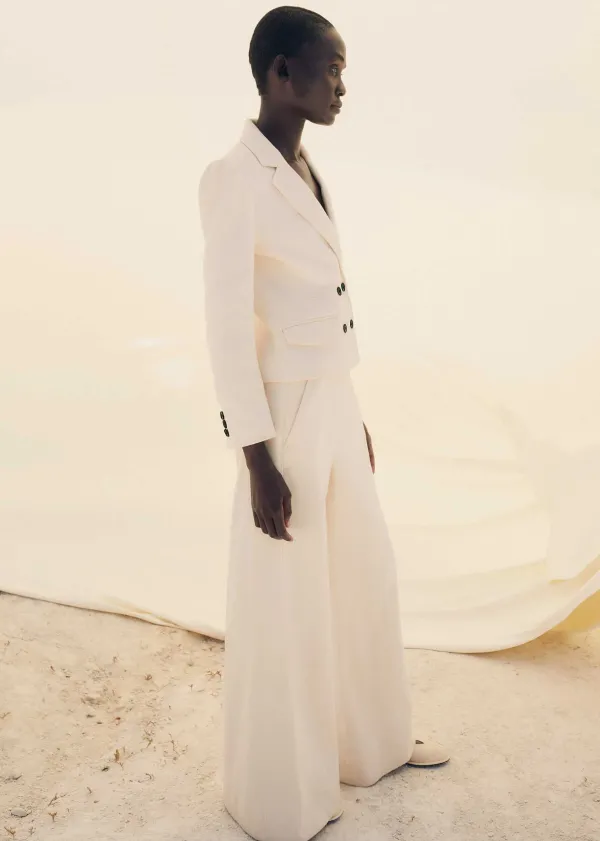 ME+EM Cotton Herringbone Wide-Leg Trouser Suit | Women Suits And Co-Ords