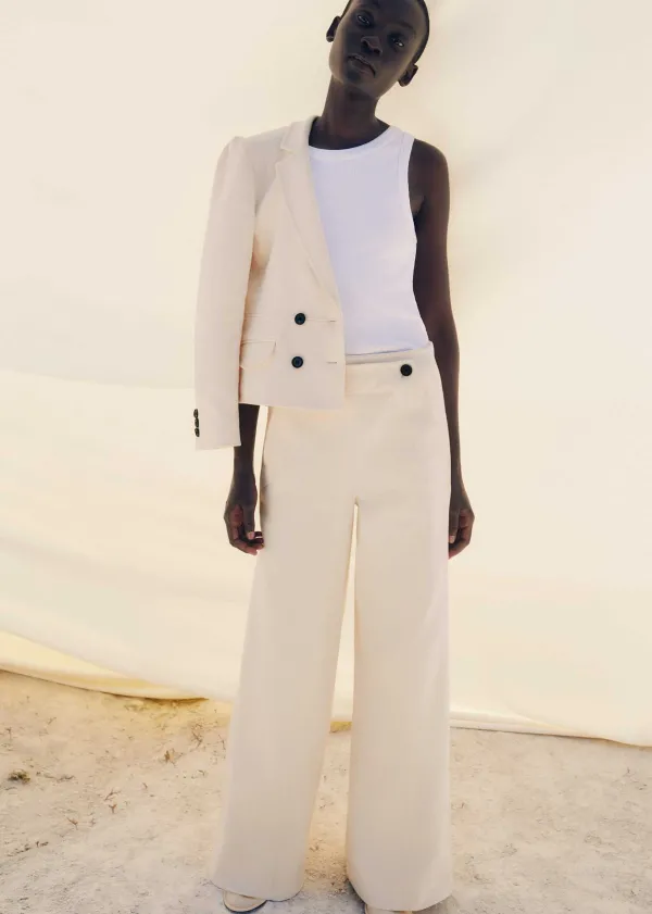 ME+EM Cotton Herringbone Wide-Leg Trouser Suit | Women Suits And Co-Ords