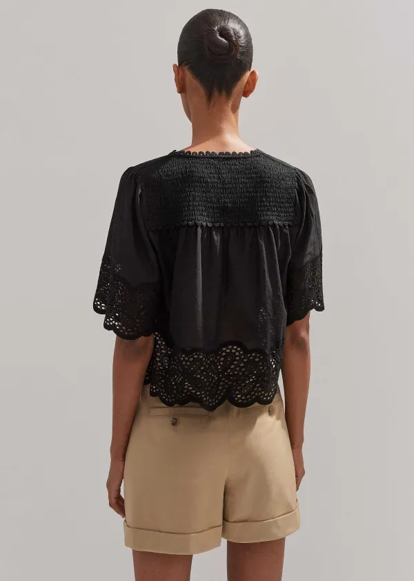 ME+EM Cotton Lace Flower Broderie Blouse | Women Blouses