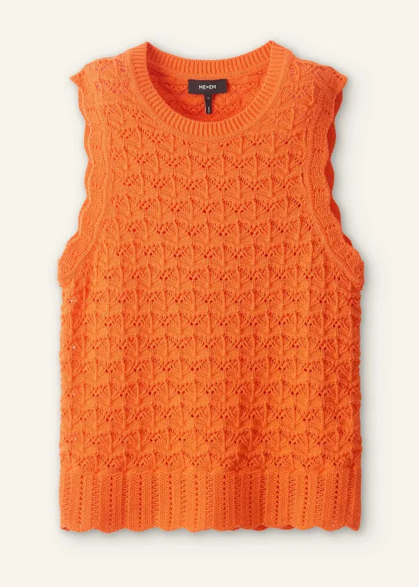 ME+EM Cotton Lace Stitch Knit Vest | Women Vests