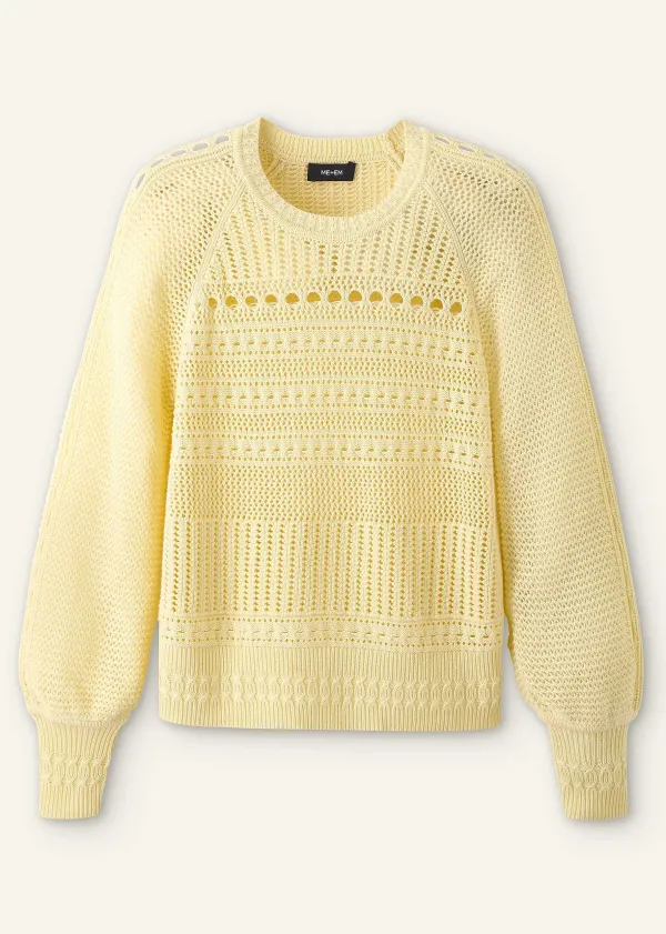 ME+EM Cotton Lace Stitch Raglan Sleeve Jumper | Women Jumpers
