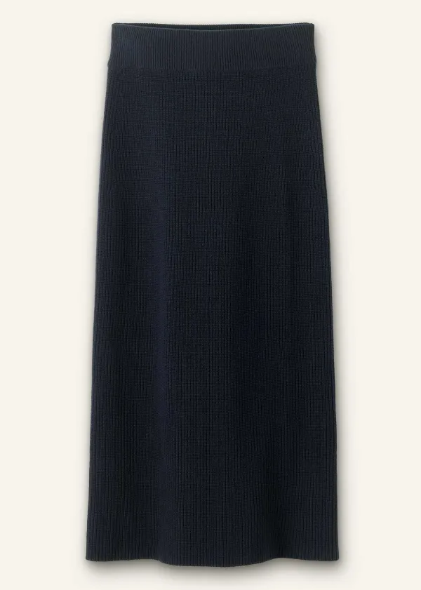 ME+EM Cotton Merino Rib Straight Maxi Skirt | Women Skirts