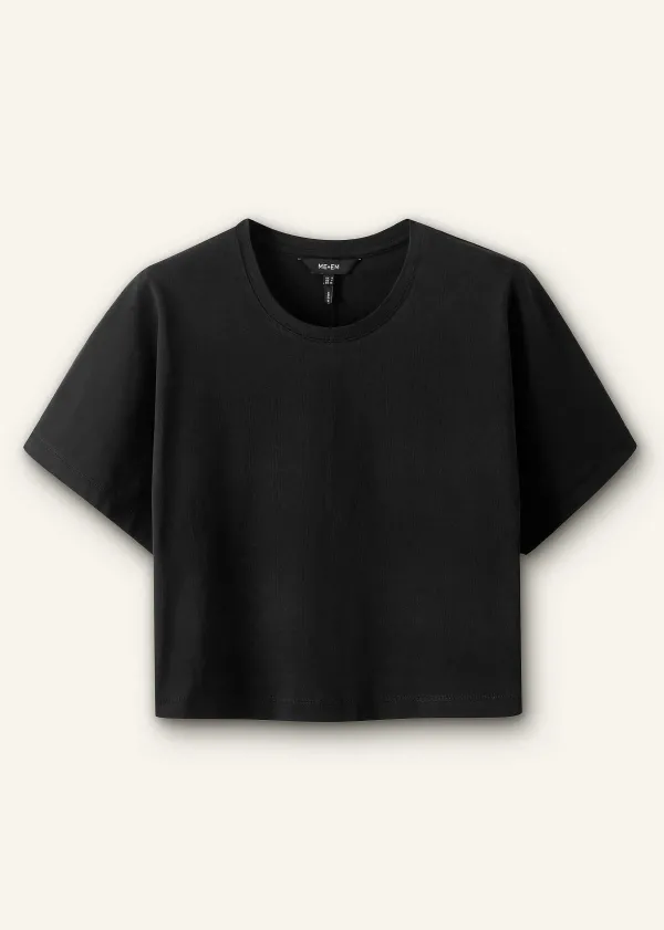 ME+EM Cotton Oversized Crop Tee | Women T-Shirts