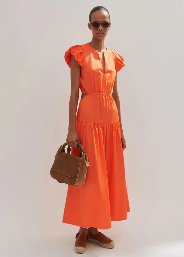 ME+EM Cotton Poplin Cut-Out Maxi Dress | Women Maxi Dresses