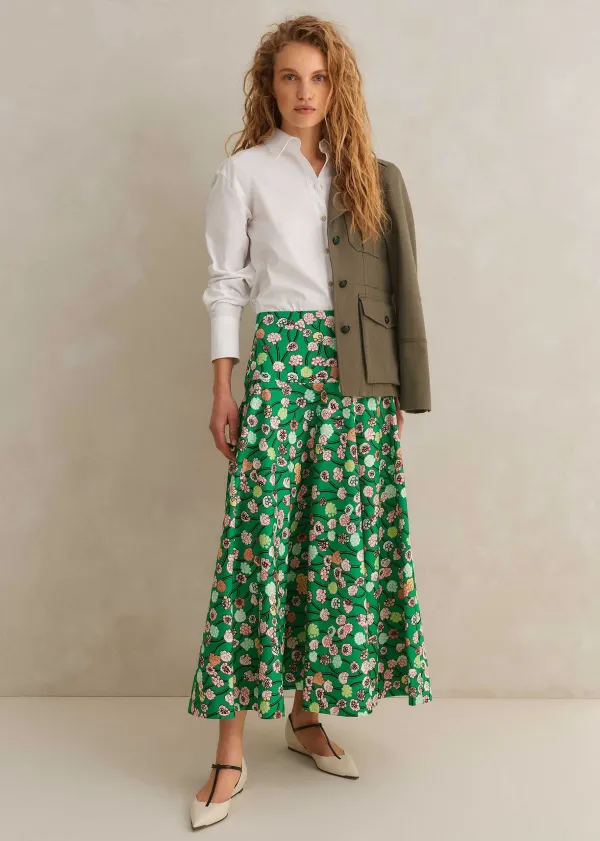 ME+EM Cotton Poplin Lantana Print Maxi Skirt | Women Skirts