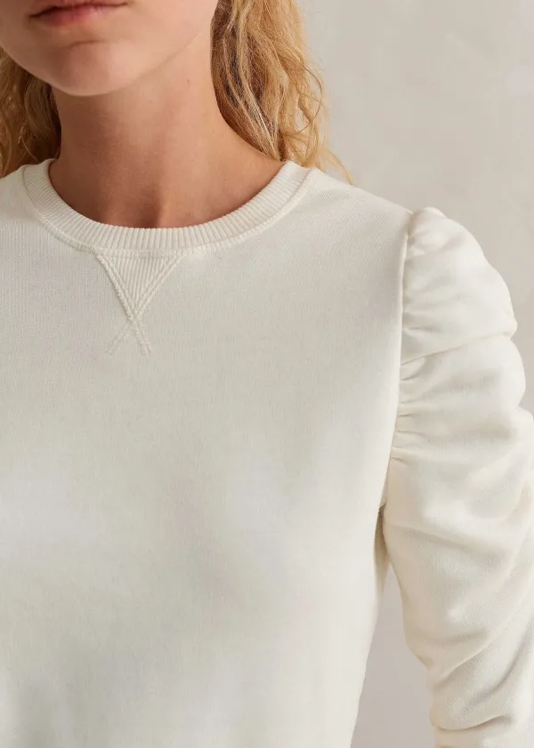 cotton_ruche_sleeve_sweatshirt_3.webp ME+EM Cotton Ruche Sleeve Sweatshirt | Women Sweatshirts & Long Sleeve Tops