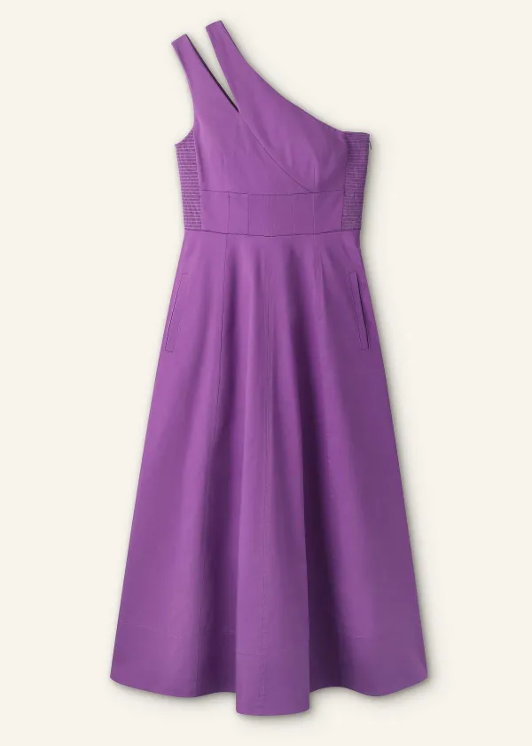 ME+EM Cotton Sateen One Shoulder Midi Dress | Women Midi Dresses