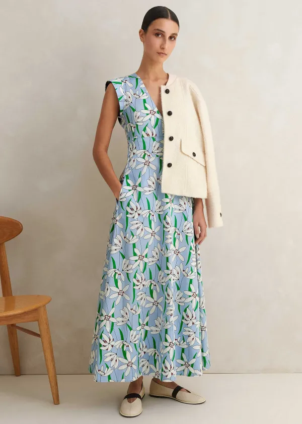 ME+EM Cotton Sateen Snowdrop Print Maxi Dress | Women Maxi Dresses