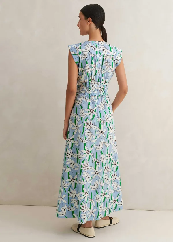 cotton_sateen_snowdrop_print_maxi_dress_3.webp ME+EM Cotton Sateen Snowdrop Print Maxi Dress | Women Maxi Dresses