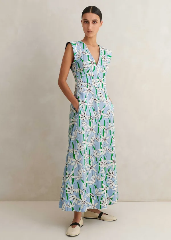 cotton_sateen_snowdrop_print_maxi_dress_4.webp ME+EM Cotton Sateen Snowdrop Print Maxi Dress | Women Maxi Dresses