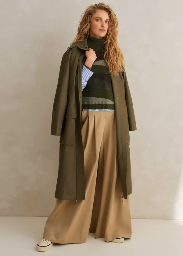 ME+EM Cotton Stripe Dipped Hem Crop Shirt | Women Shirts