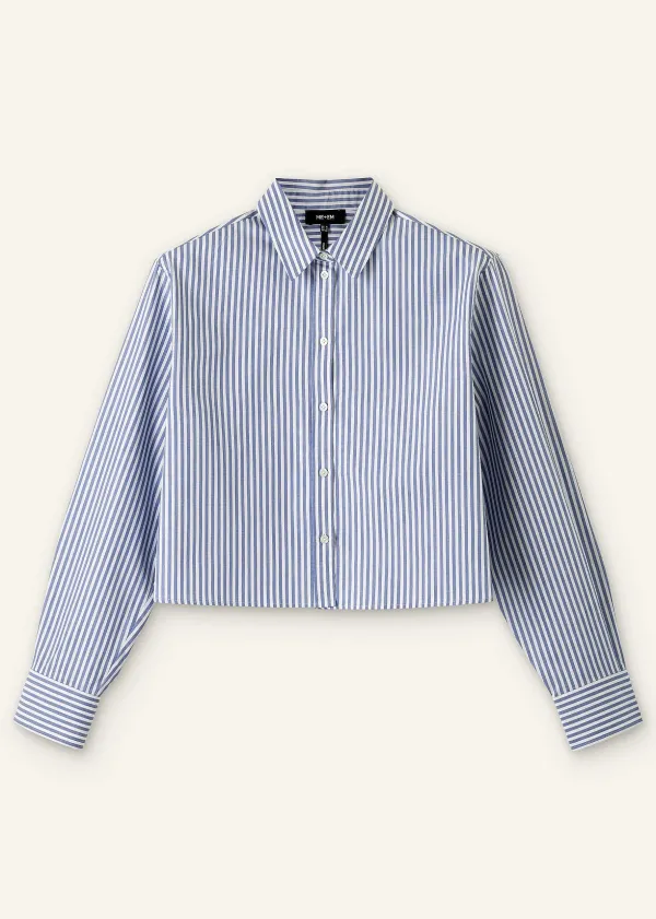 ME+EM Cotton Striped Crop Shirt | Women Shirts