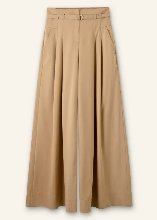 ME+EM Cotton Super High-Waisted Trouser + Belt | Women Wide-Leg Trousers