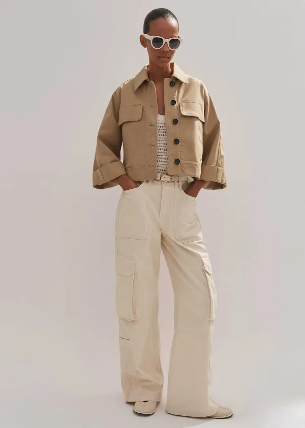 ME+EM Cotton Twill Casual Swing Jacket | Women Crop Jackets