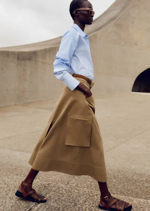 cotton_utility_midi_skirt_2.webp ME+EM Cotton Utility Midi Skirt | Women Skirts