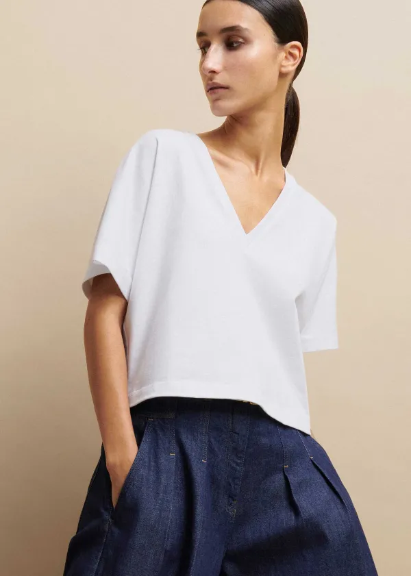 cotton_vneck_oversized_crop_tee_4.webp ME+EM Cotton V-Neck Oversized Crop Tee | Women T-Shirts