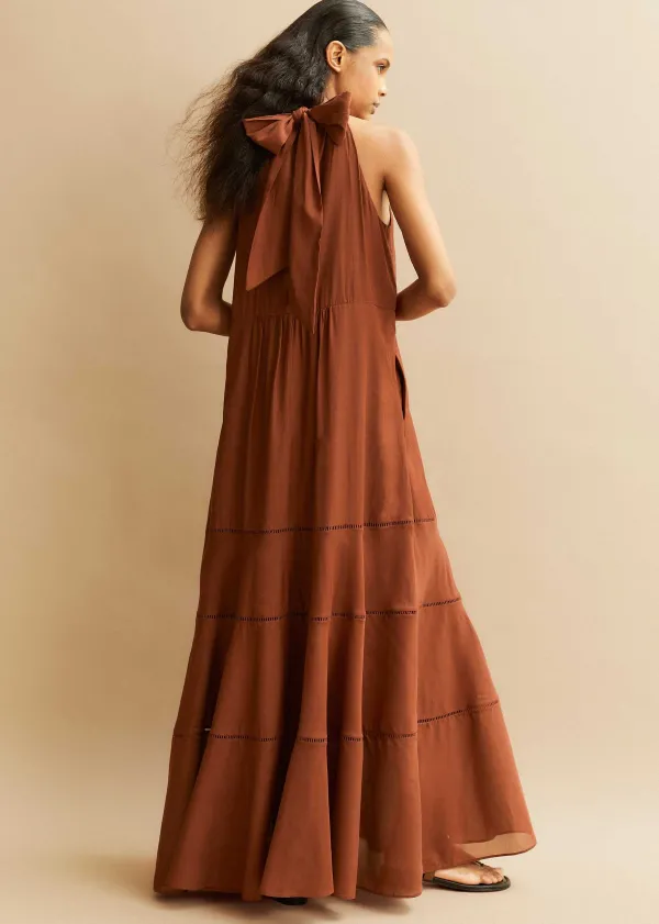 ME+EM Cotton Voile Halterneck Full-Length Dress | Women Maxi Dresses