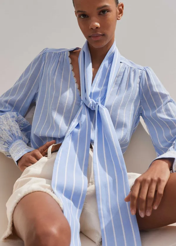 cotton_voile_lace_embroidered_top__tie_6.webp ME+EM Cotton Voile Lace Embroidered Top + Tie | Women Blouses