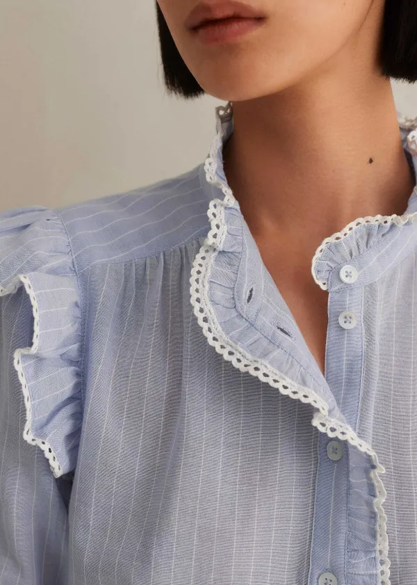 cotton_voile_stripe_short_sleeve_top_5.webp ME+EM Cotton Voile Stripe Short Sleeve Top | Women Blouses