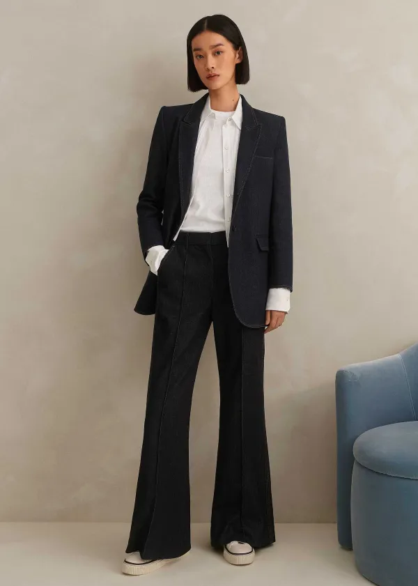 ME+EM Cotton-Blend Denim Kick Flare Trouser | Women Jeans