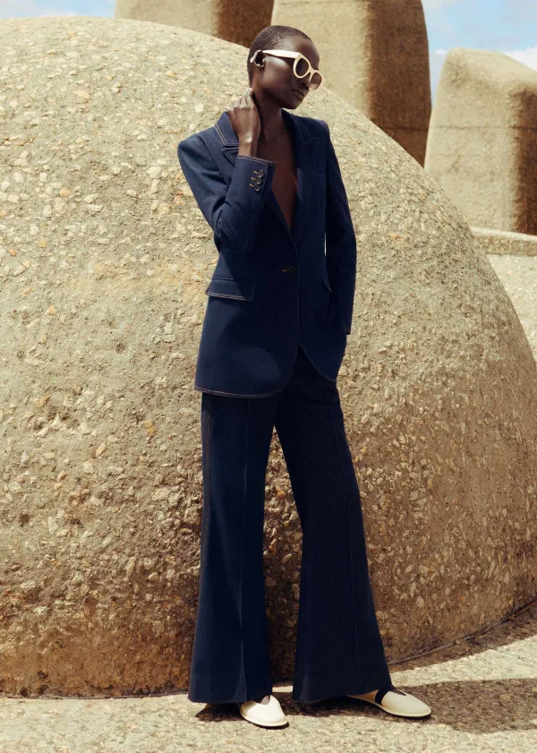 cottonblend_denim_kickflare_trouser_suit_2.webp ME+EM Cotton-Blend Denim Kick-Flare Trouser Suit | Women Suits And Co-Ords