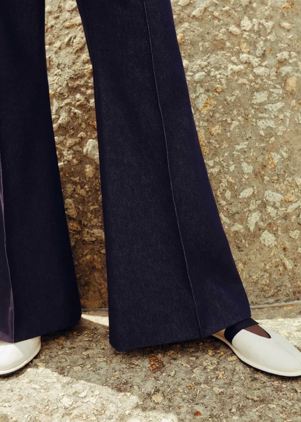 cottonblend_denim_kickflare_trouser_suit_3.webp ME+EM Cotton-Blend Denim Kick-Flare Trouser Suit | Women Suits And Co-Ords