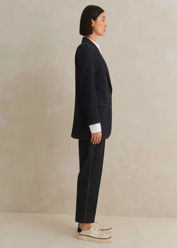 ME+EM Cotton-Blend Denim Straight Crop Trouser Suit | Women Suits And Co-Ords