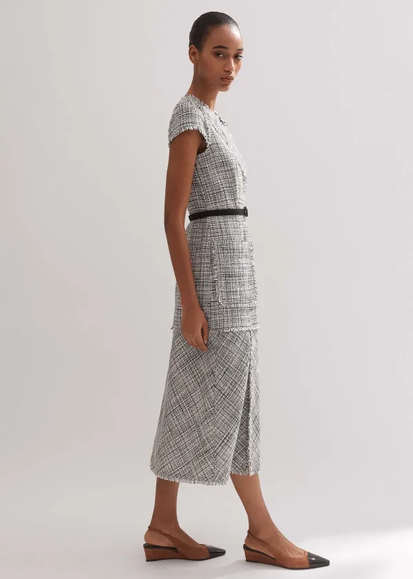 ME+EM Cotton-Blend Fringe Trim Midi Dress | Women Midi Dresses