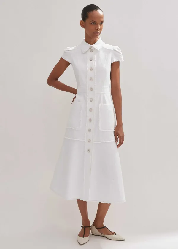 ME+EM Cotton-Blend Fringed Midi Dress | Women Midi Dresses