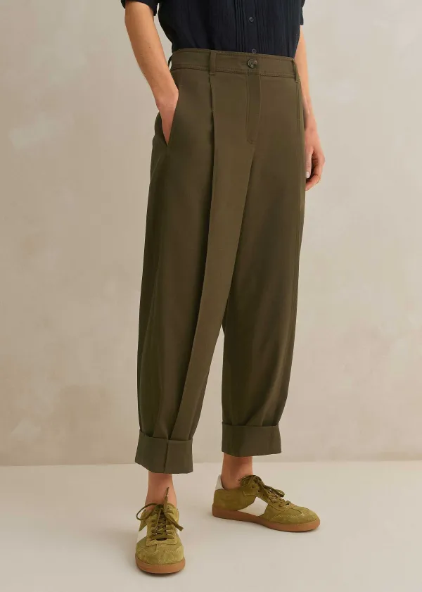 ME+EM Cotton-Blend Tapered Pleat Trouser | Women Tapered Trousers