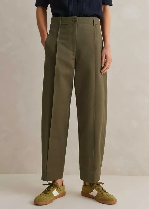 cottonblend_tapered_pleat_trouser_5.webp ME+EM Cotton-Blend Tapered Pleat Trouser | Women Tapered Trousers
