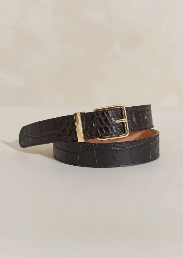 ME+EM Croc-Embossed Leather Belt | Women Belts And Jewellery