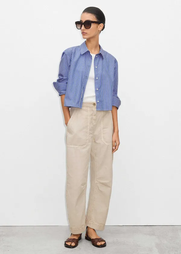 ME+EM Cropped Boxy Stripe Shirt | Women Shirts