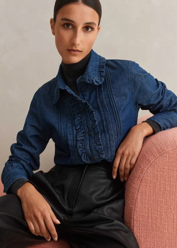 denim_frill_shirt_2.webp ME+EM Denim Frill Shirt | Women Shirts