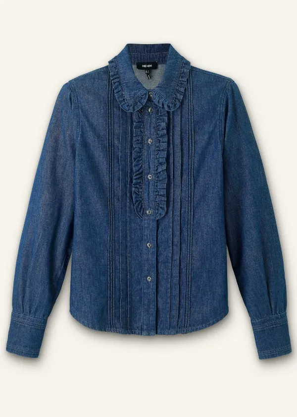 denim_frill_shirt_3.webp ME+EM Denim Frill Shirt | Women Shirts