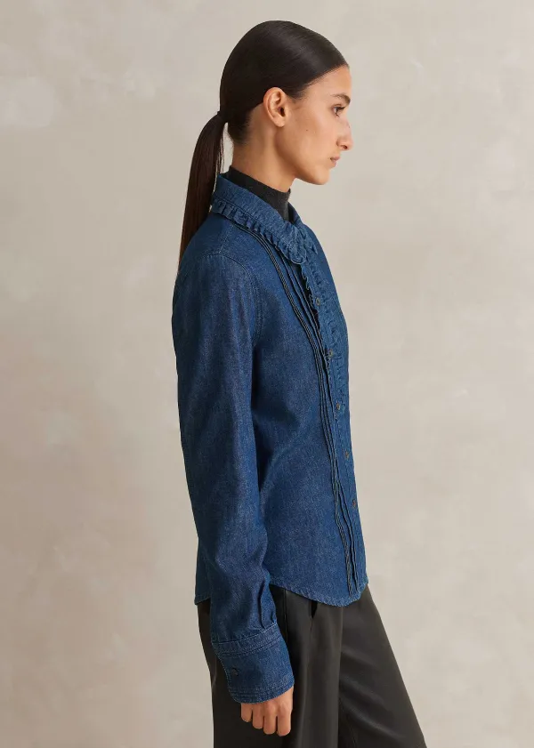 denim_frill_shirt_4.webp ME+EM Denim Frill Shirt | Women Shirts
