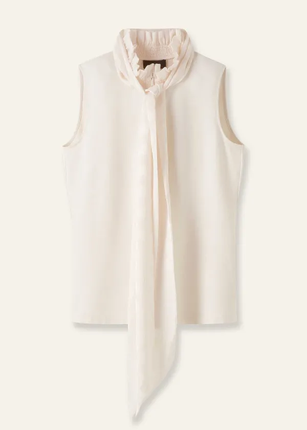 ME+EM Dot Jacquard Pussybow Layering Tank | Women Blouses