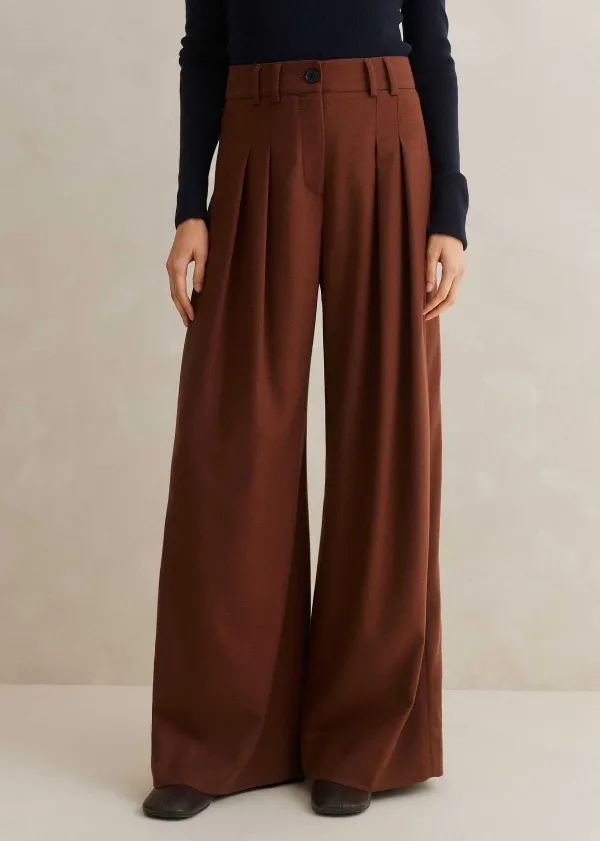 ME+EM Flannel High-Waisted Wide-Leg Trouser | Women Wide-Leg Trousers