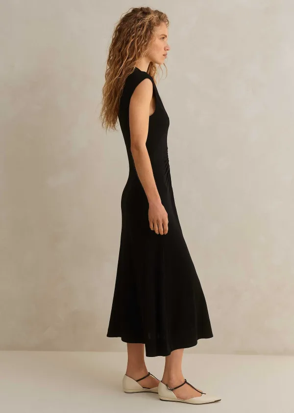 ME+EM Fluid Crepe Cap Sleeve Midi Dress | Women Midi Dresses