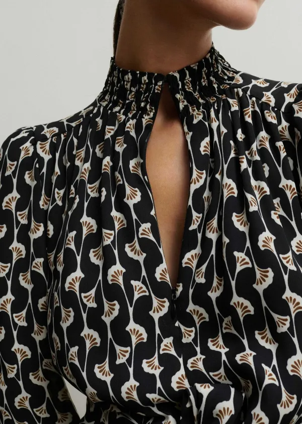 ginko_leaf_print_short_swing_dress__belt_2.webp ME+EM Ginko Leaf Print Short Swing Dress + Belt | Women Short Dresses