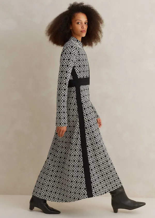 graphic_jacquard_ponte_maxi_dress_3.webp ME+EM Graphic Jacquard Ponte Maxi Dress | Women Maxi Dresses