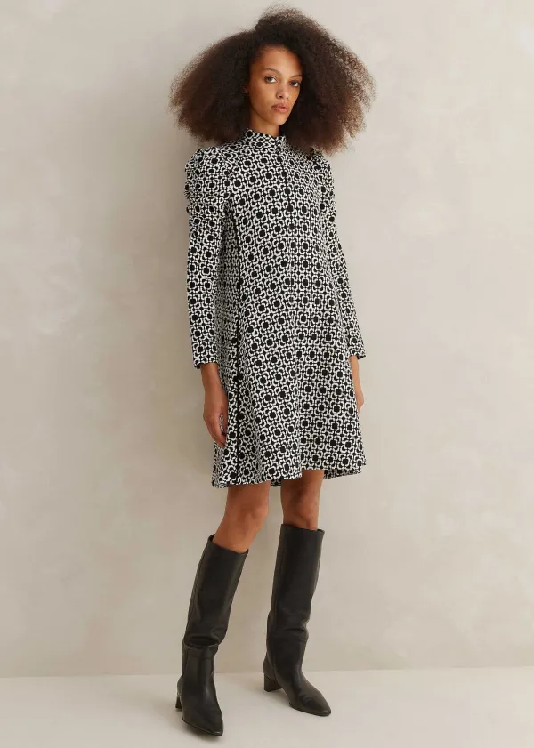 ME+EM Graphic Jacquard Ponte Swing Dress | Women Short Dresses