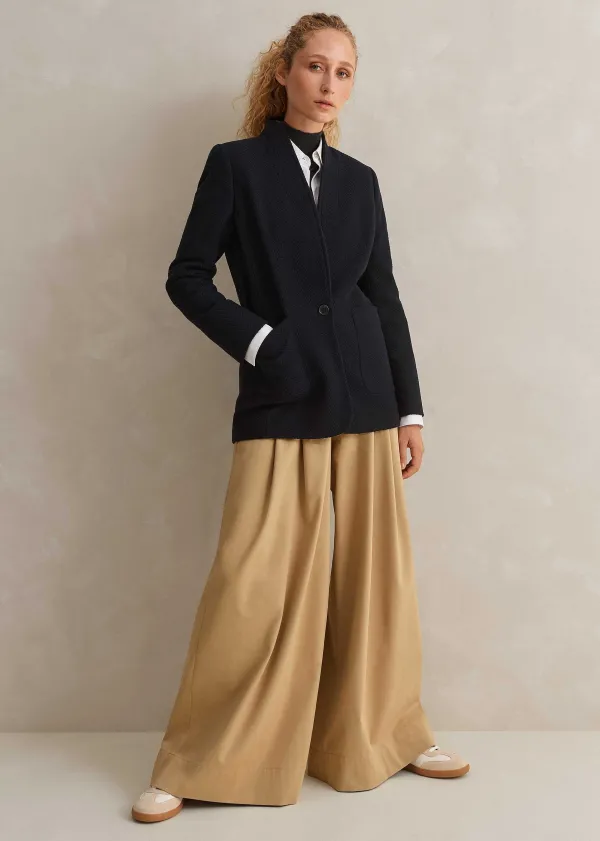 ME+EM Herringbone Deconstructed Cardigan Blazer | Women Blazers