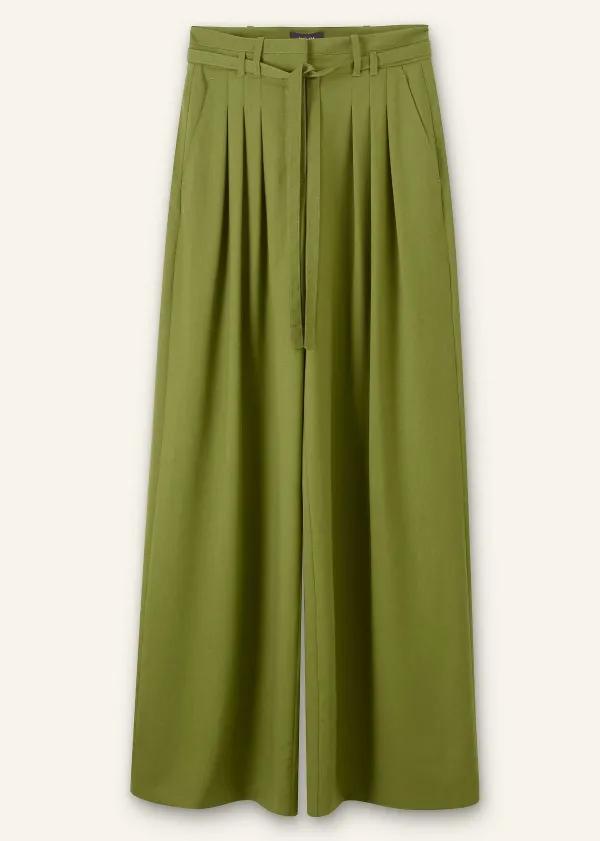 ME+EM High-Waisted Multi Pleat Trouser + Belt | Women Wide-Leg Trousers