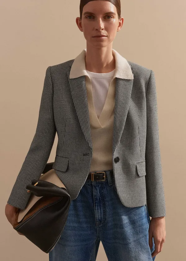 ME+EM Houndstooth Short Jacket | Women Blazers
