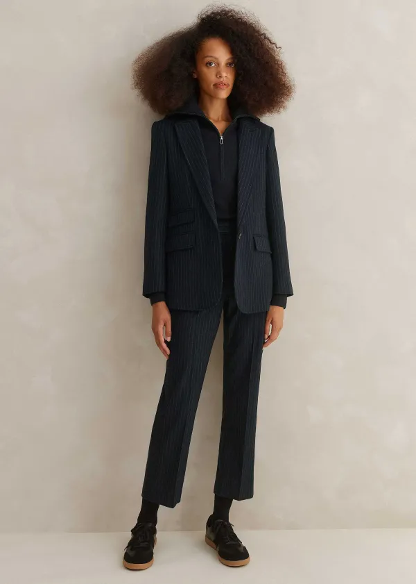 ME+EM Italian Pinstripe Slim Crop Trouser | Women Slim Trousers