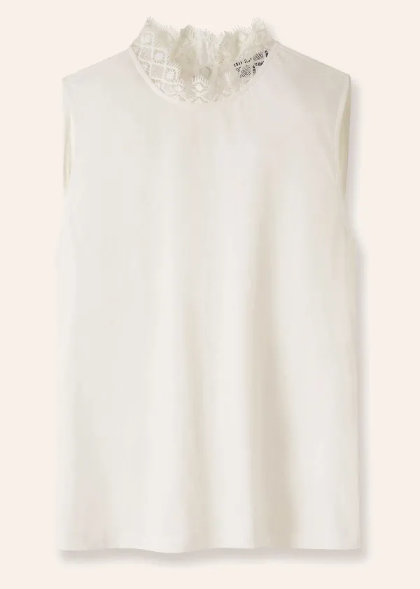 ME+EM Lace Trim Crew Neck Layering Tank | Women Layering Tops