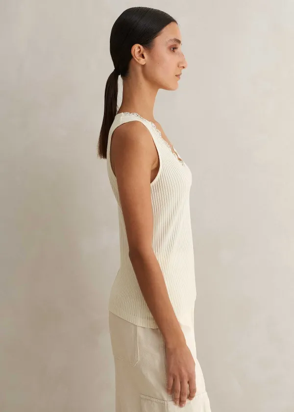 ME+EM Lace Trim V Neck Layering Tank | Women Layering Tops