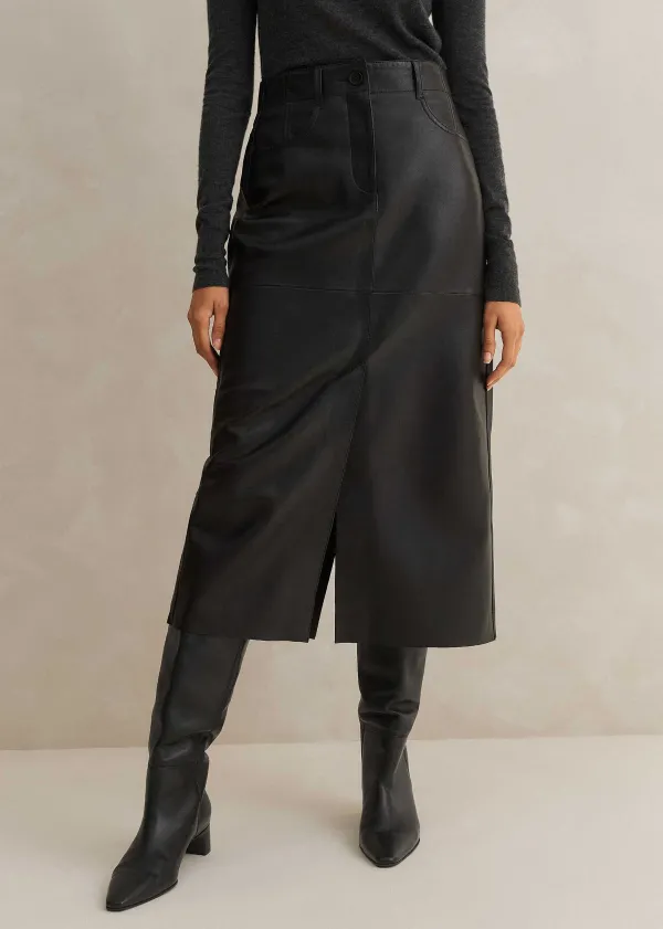 ME+EM Leather Midi Skirt | Women Skirts