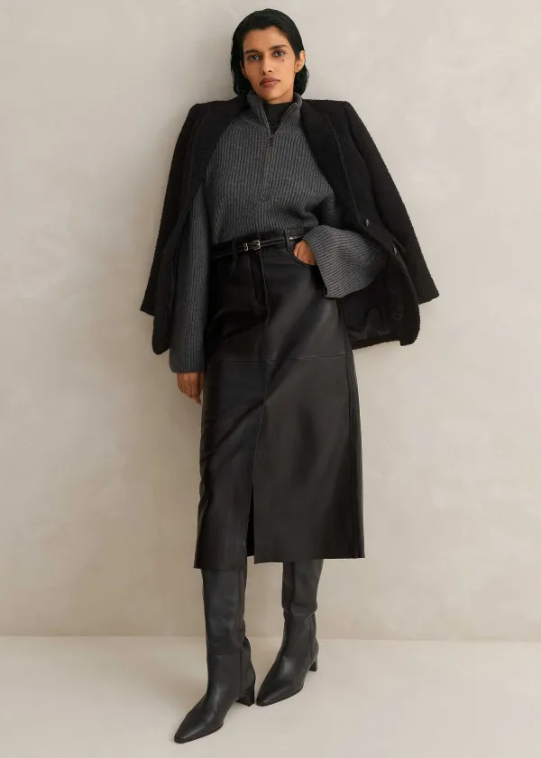 ME+EM Leather Midi Skirt | Women Skirts